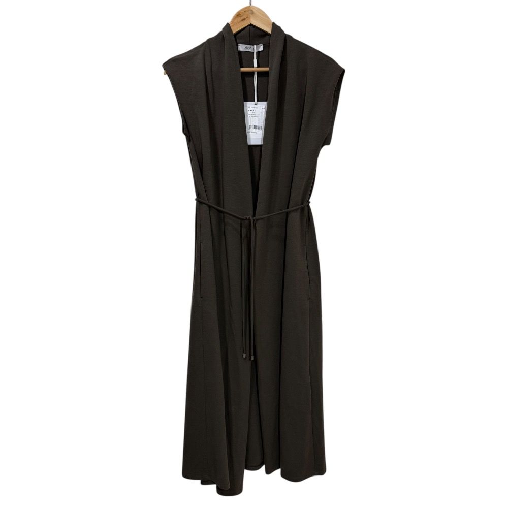 22SS MaxMara LEISURE マックスマーラ フレンチスレーブ カシュクール ロングワンピース XS カーキ レディース 古着