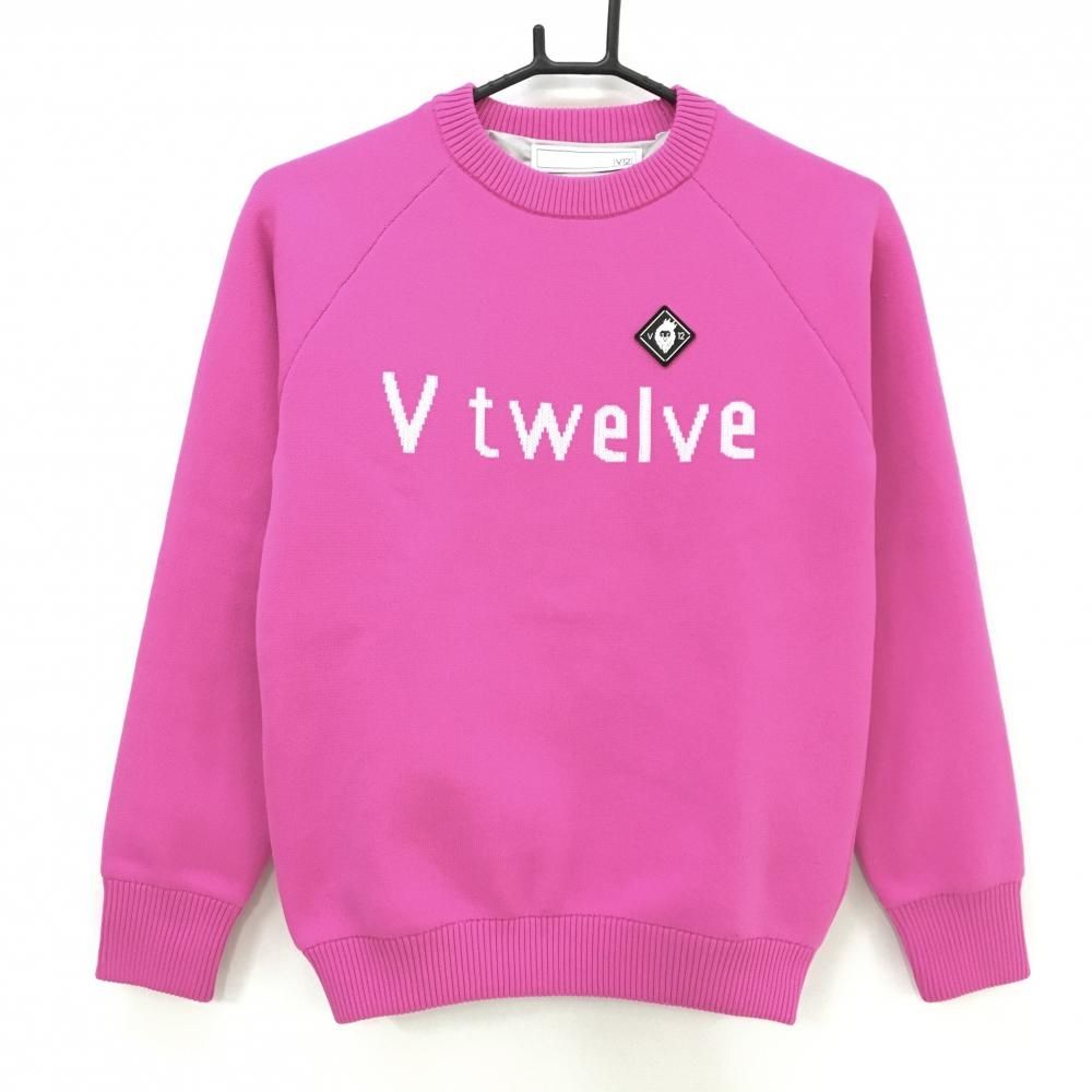 超 ヴィトゥエルヴ セーター ピンク×白 フロントロゴ 裏地付 ニット レディース 1 M ゴルフウェア モデル V12