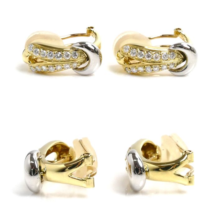 K18YG/Pt900 ダイヤ 2WAY ピアス ダイヤモンド0.27ct/0.27ct 7.4g 