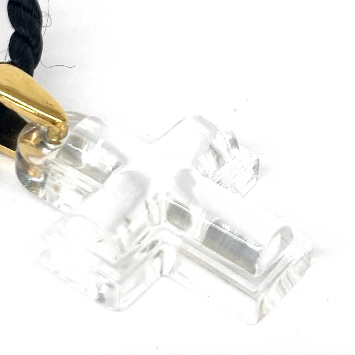 良好 LALIQUE ラリック ネックレス クリア×ブラック クロス 十字架