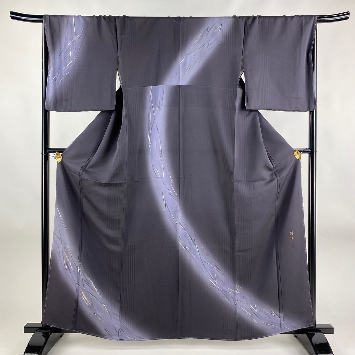 付下げ 身丈162.5cm 裄丈68cm L 袷 落款 幾何学模様 金銀糸 ぼかし 紫 正絹 秀品 【中古】 - メルカリ