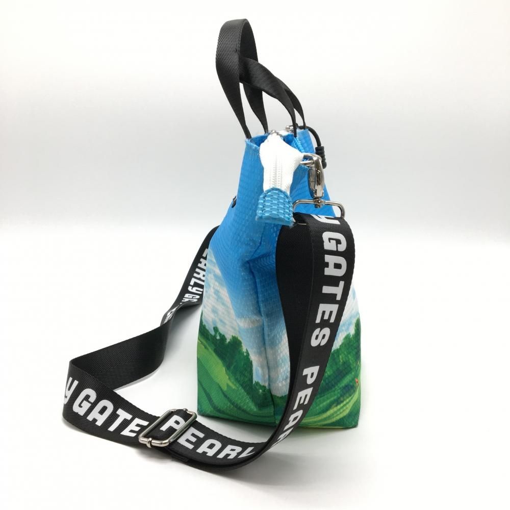 美品】パーリーゲイツ 2WAYカートバッグ ライトブルー×グリーン ゴルフ