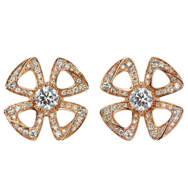 ブルガリ K18PG ダイヤモンド ピアス フィオレヴァー 《セルビー