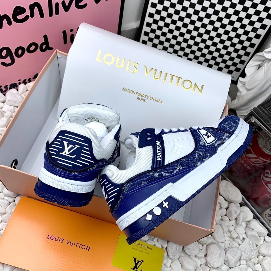 Louis Vuitton デニム スニーカー LOUIS VUITTON Trainer デニムレザーカジュアルロートップ