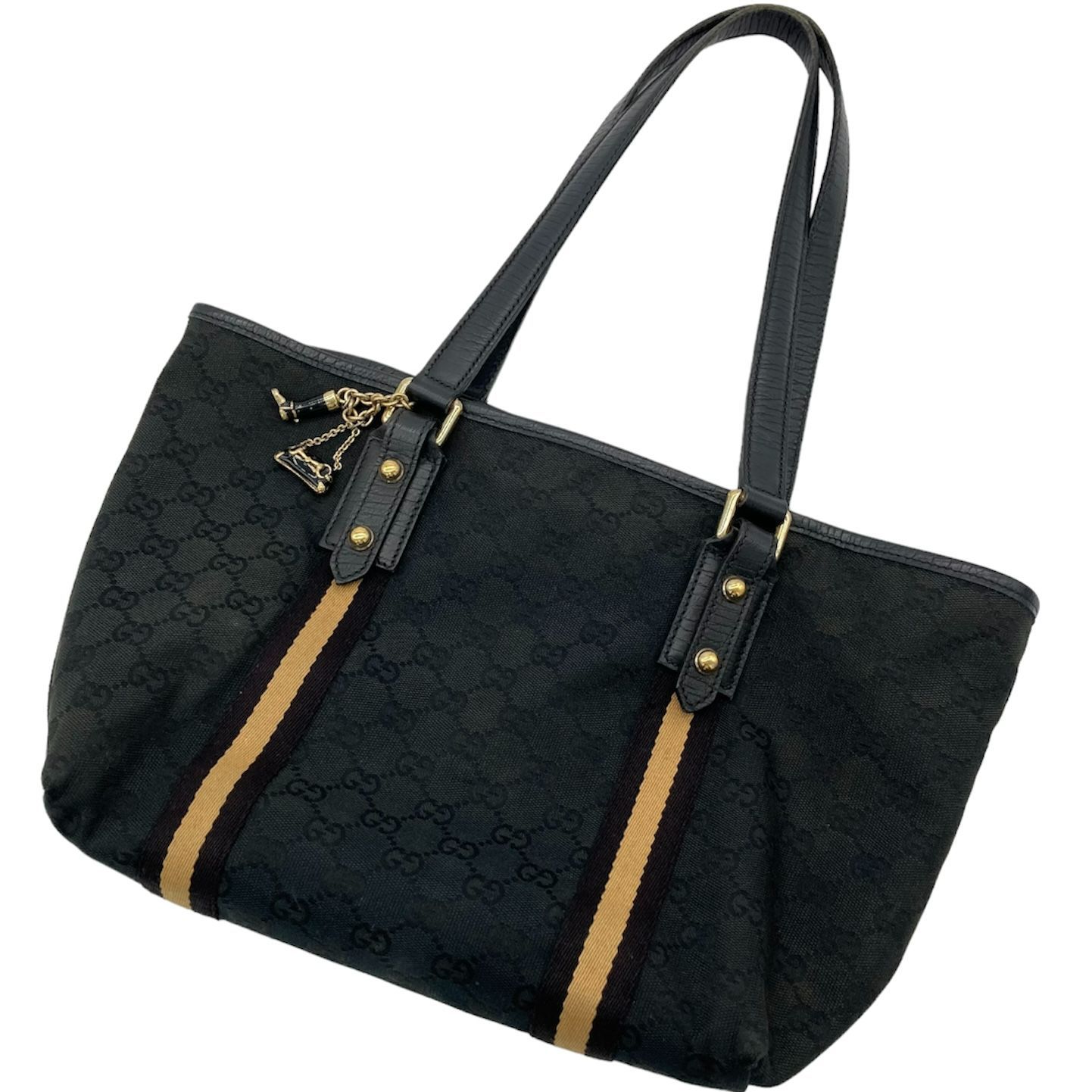 ▽GUCCI/グッチ シェリーライン GGキャンバス トートバッグ 137396