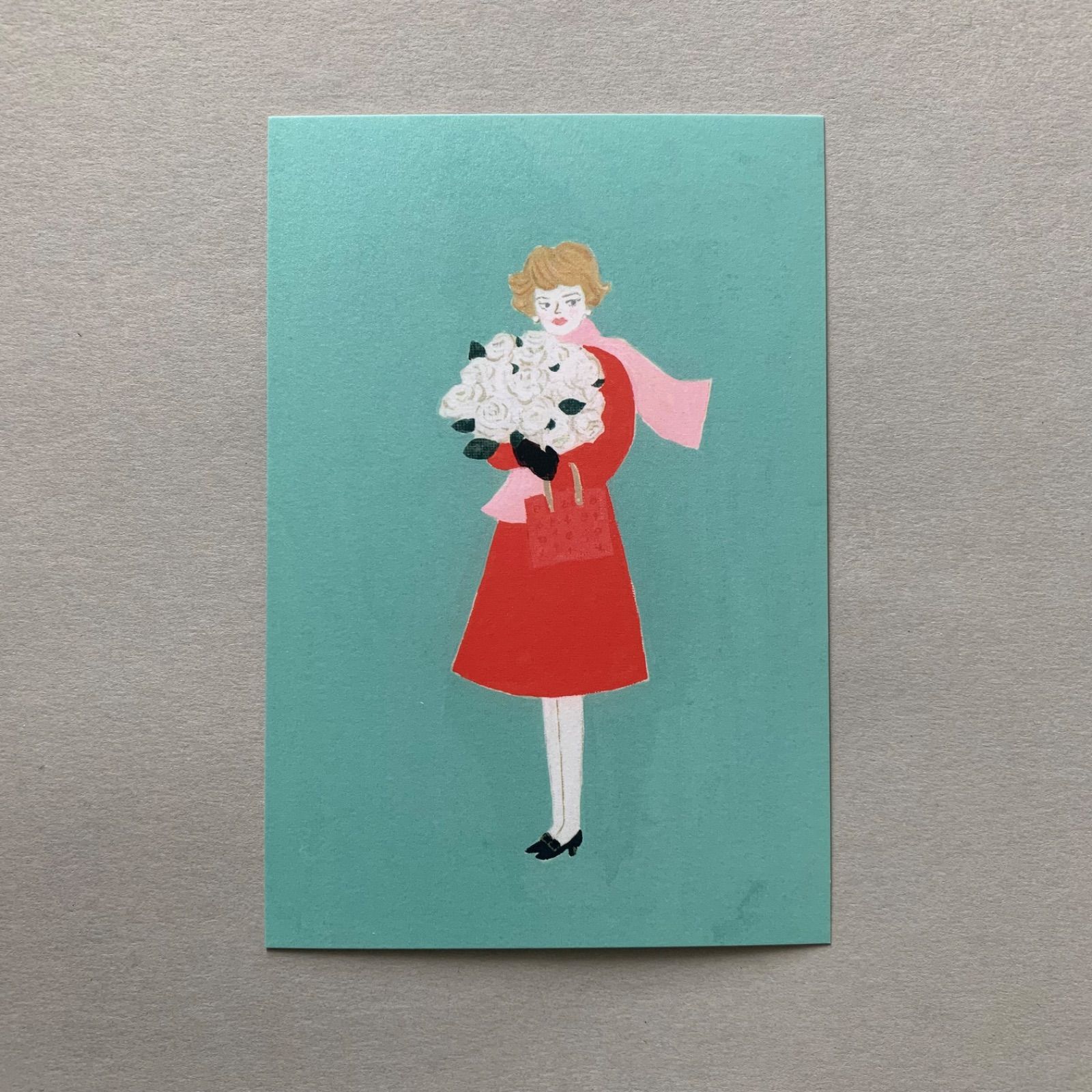「ジャンヌ・モロー・ローズ」ポストカード３枚セット　パリ　女優　フランス映画　バラ　花束-1