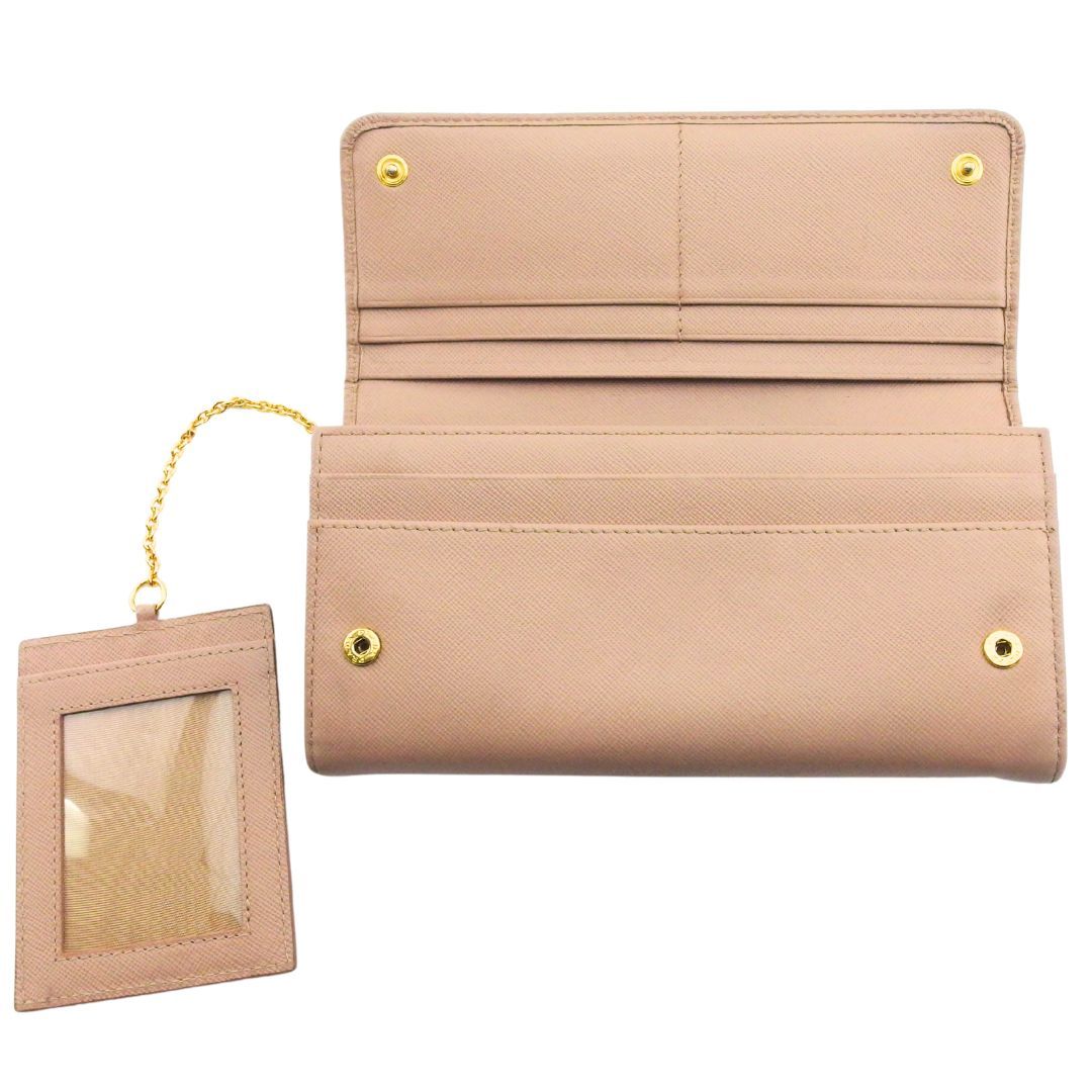 A PRADA サフィアーノ ピンク リボン 長財布 ラウンドファスナー 極美