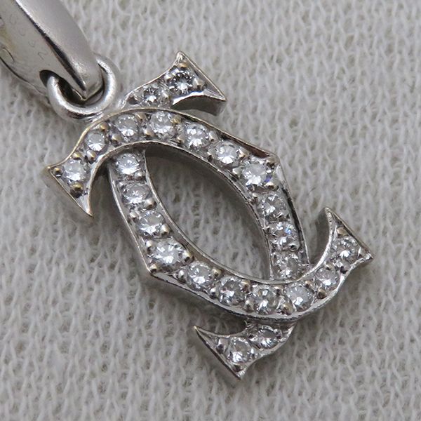 カルティエ　Cartier  2C  チャーム　WG  ダイヤ　ネックレス カルティエ 2C ダイヤ チャーム ネックレス 750(WG) 11.2g