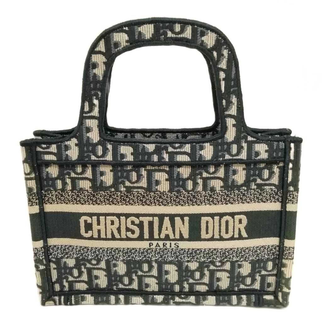 クリスチャンディオール Christian Dior ブックトート ミニ オブリーク ハンドバッグ ネイビー AA