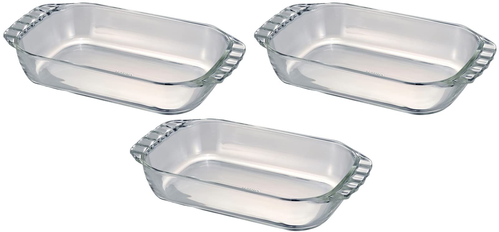 HARIO(ハリオ) 日本製 耐熱ガラス製 トースター皿 900ml BUONO kitchen HTZ-90-BK 3個セット クリア