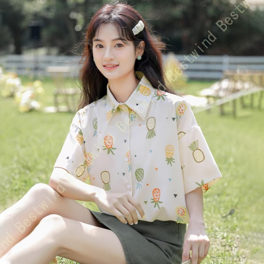 トップス レディース ブラウス シャツ 半袖 スカラップレース パフスリーブ フェミニン 可愛い 春夏秋 Lace Ladies ブラウス シャツ リボン付き ビッグカラー