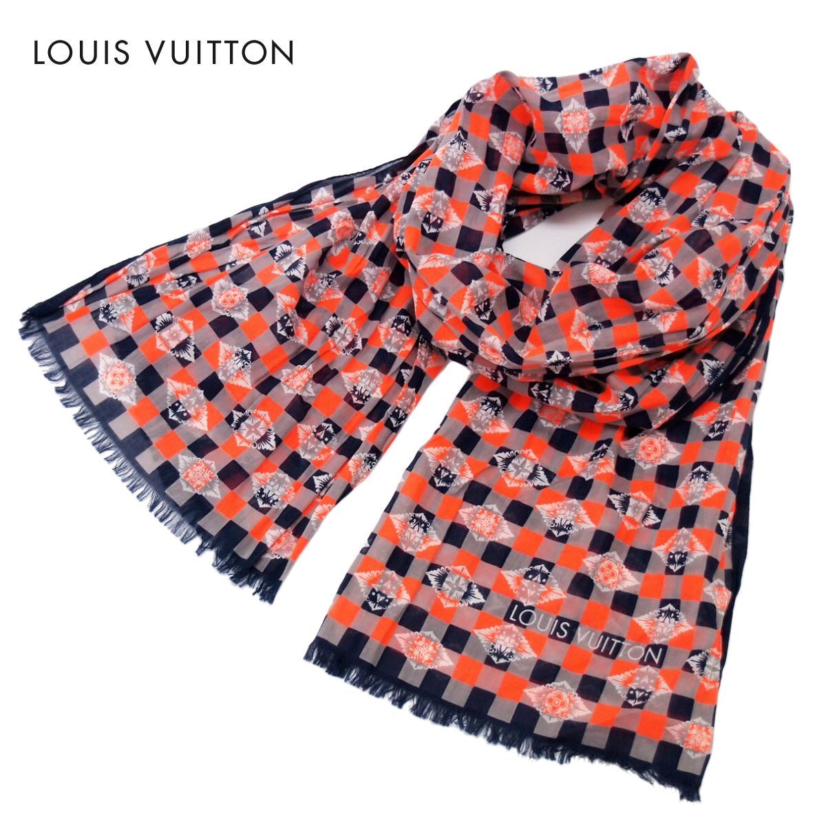 LOUIS VUITTON 中古本物 ストール マフラー 男女兼用 コットン