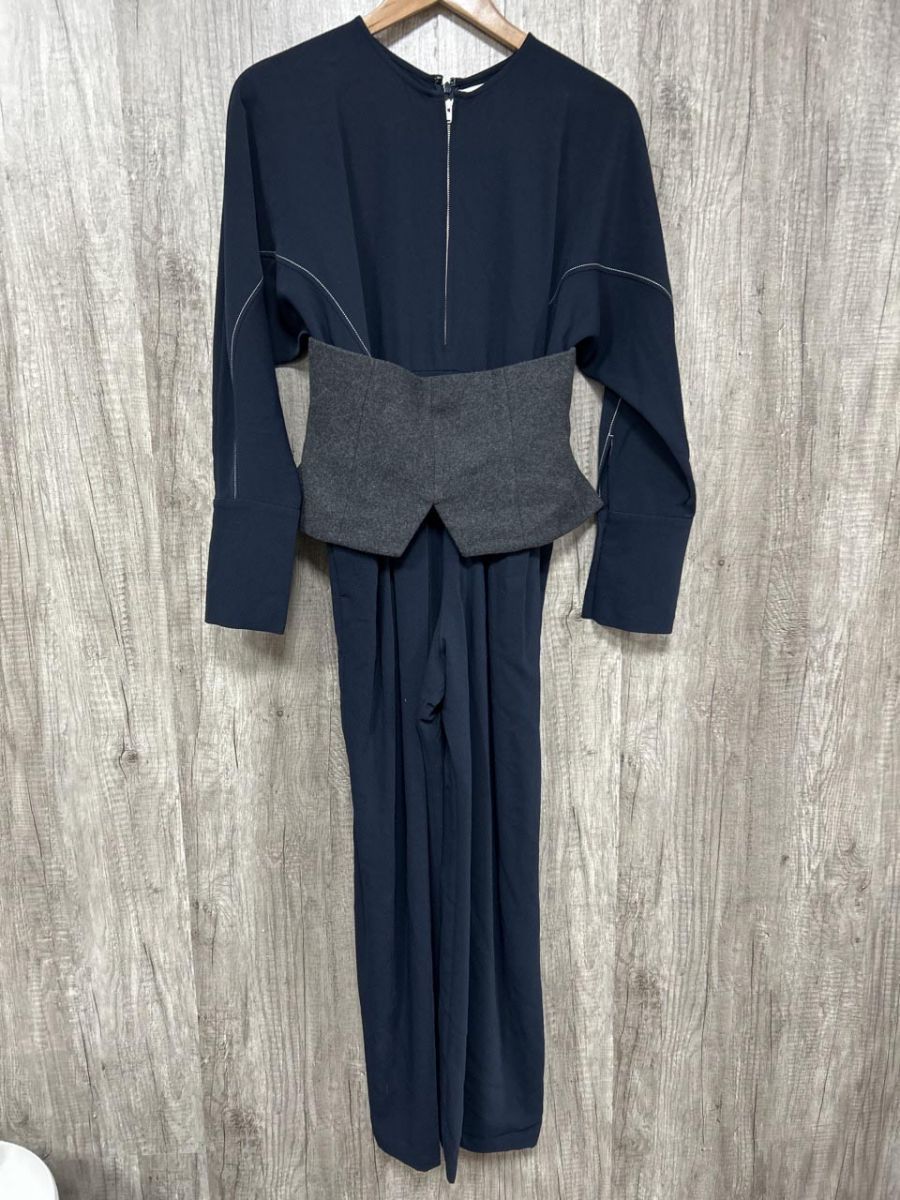 CLANE クラネ ウール混 ステッチ オールインワン size1|濃紺 ◎レディース
