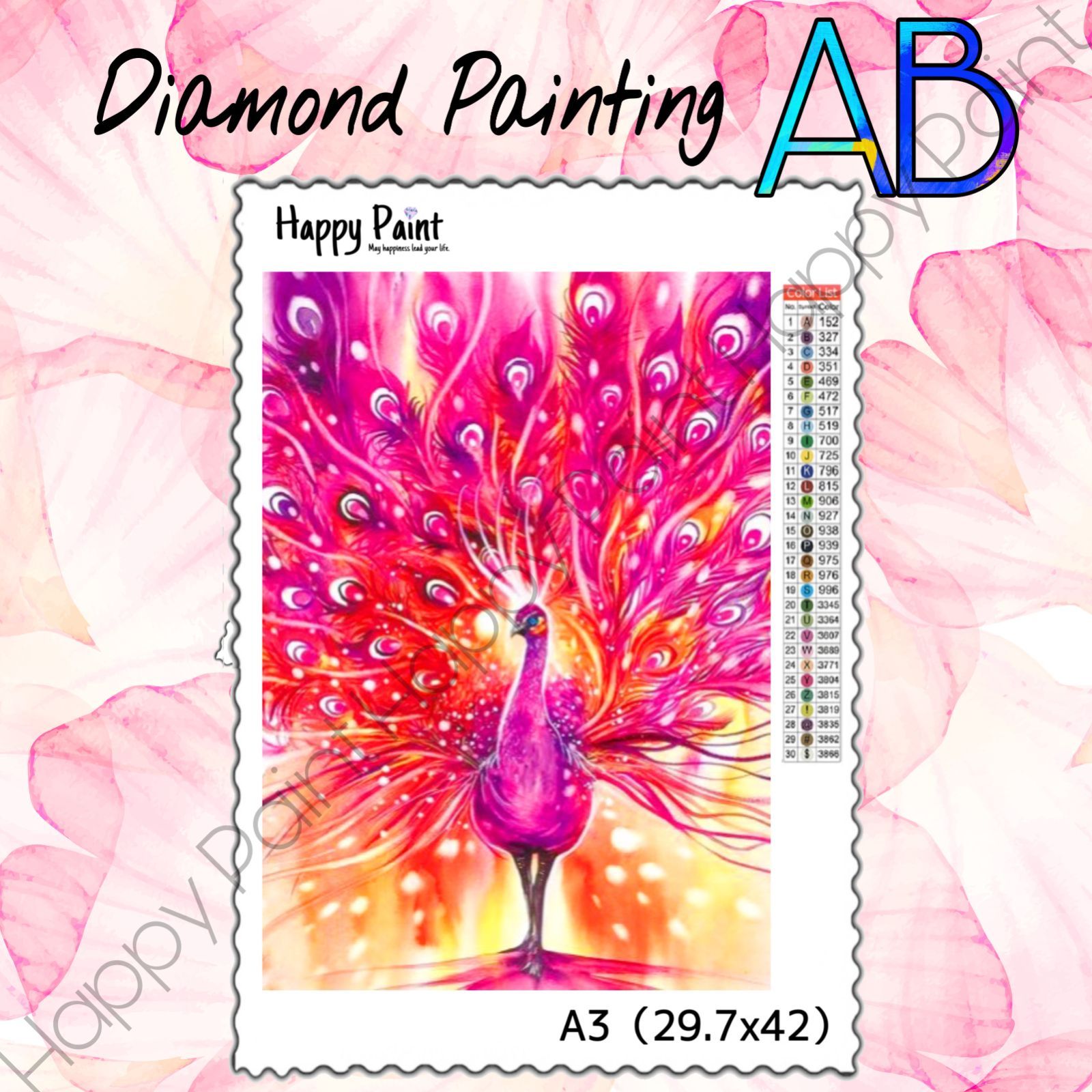 【オーロラビーズ入り】ダイヤモンドアート A3 カラフル お洒落／7AB オーロラビーズ入り】ダイヤモンドアート A3 カラフル お洒落／7AB