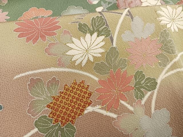 平和屋着物○訪問着 友禅 草花文 暈し染め 金彩 正絹 逸品 AABC8023ph