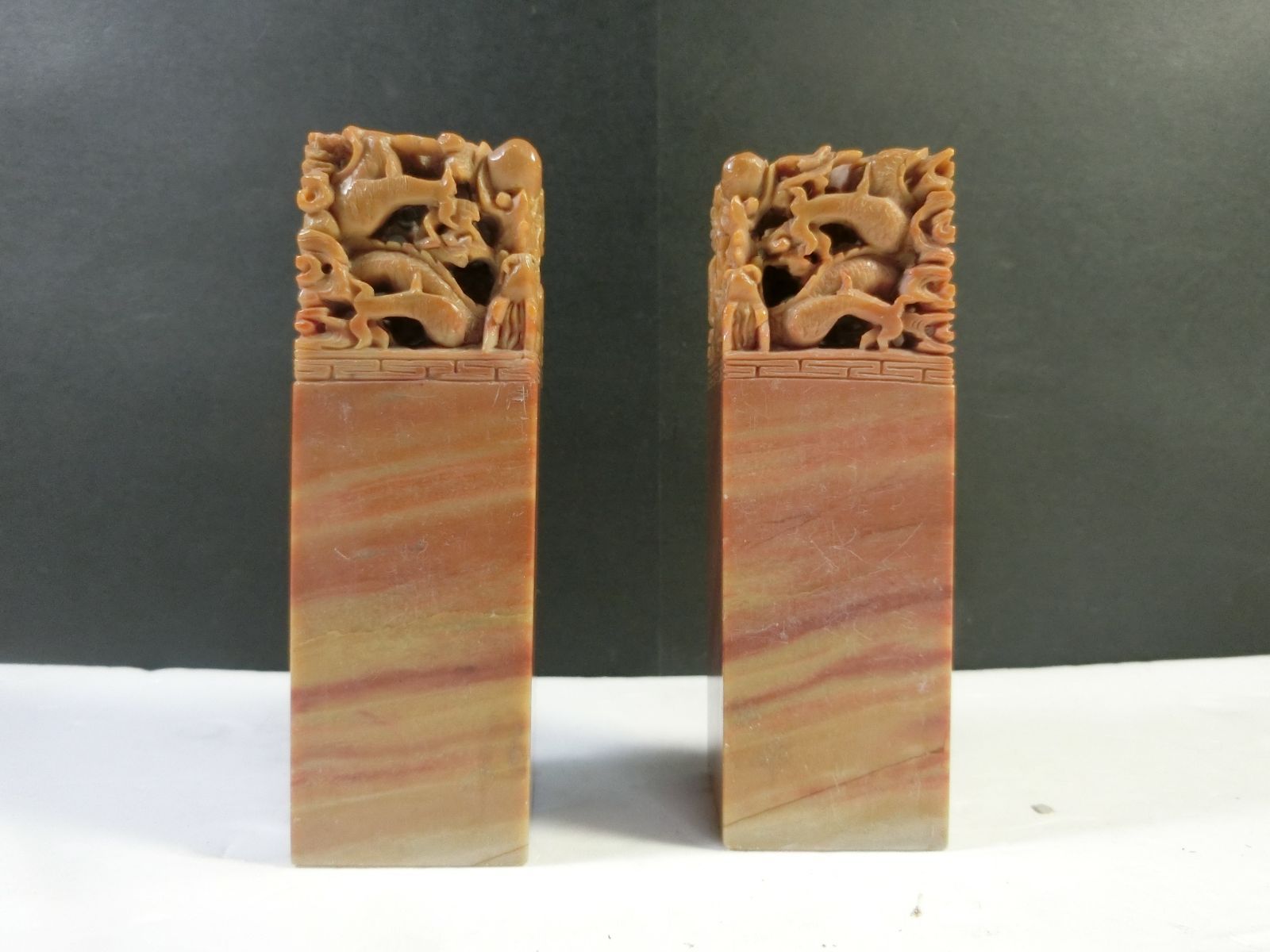 石印材 中国 2点セット 中国 書道具 玉石 鶏血石 印材 2点