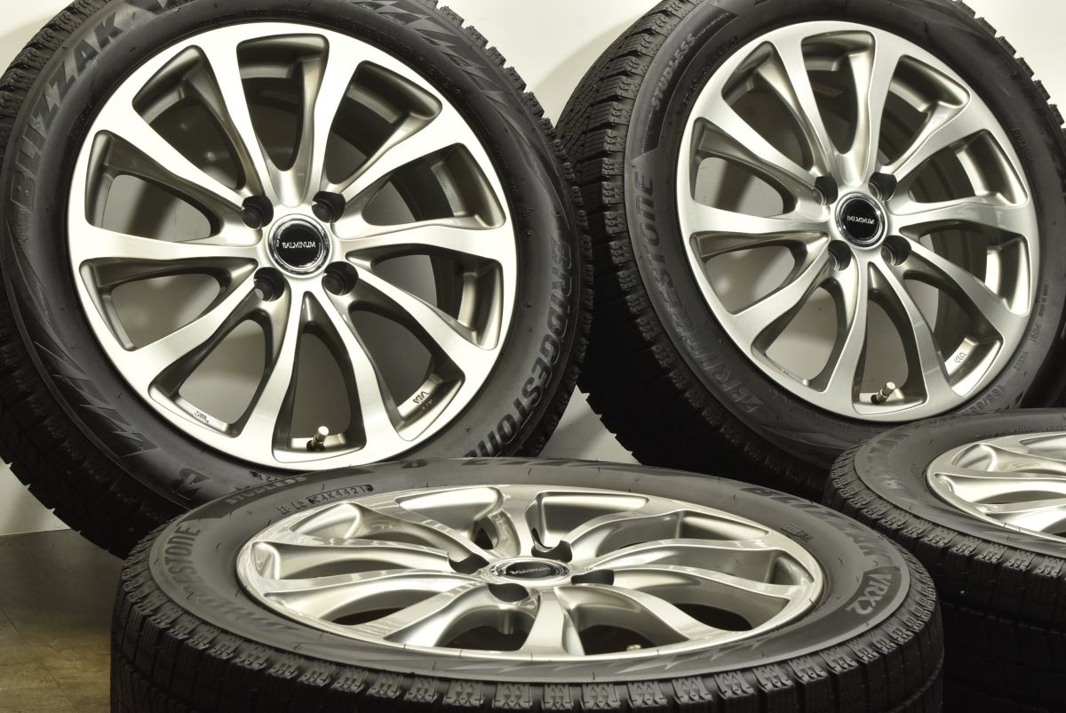 バリ溝 バルミナ 16in 6J 40 PCD100 ブリヂストン ブリザック VRX2 195 55R16 アクア ヤリス フィット キューブ ノート MAZDA2
