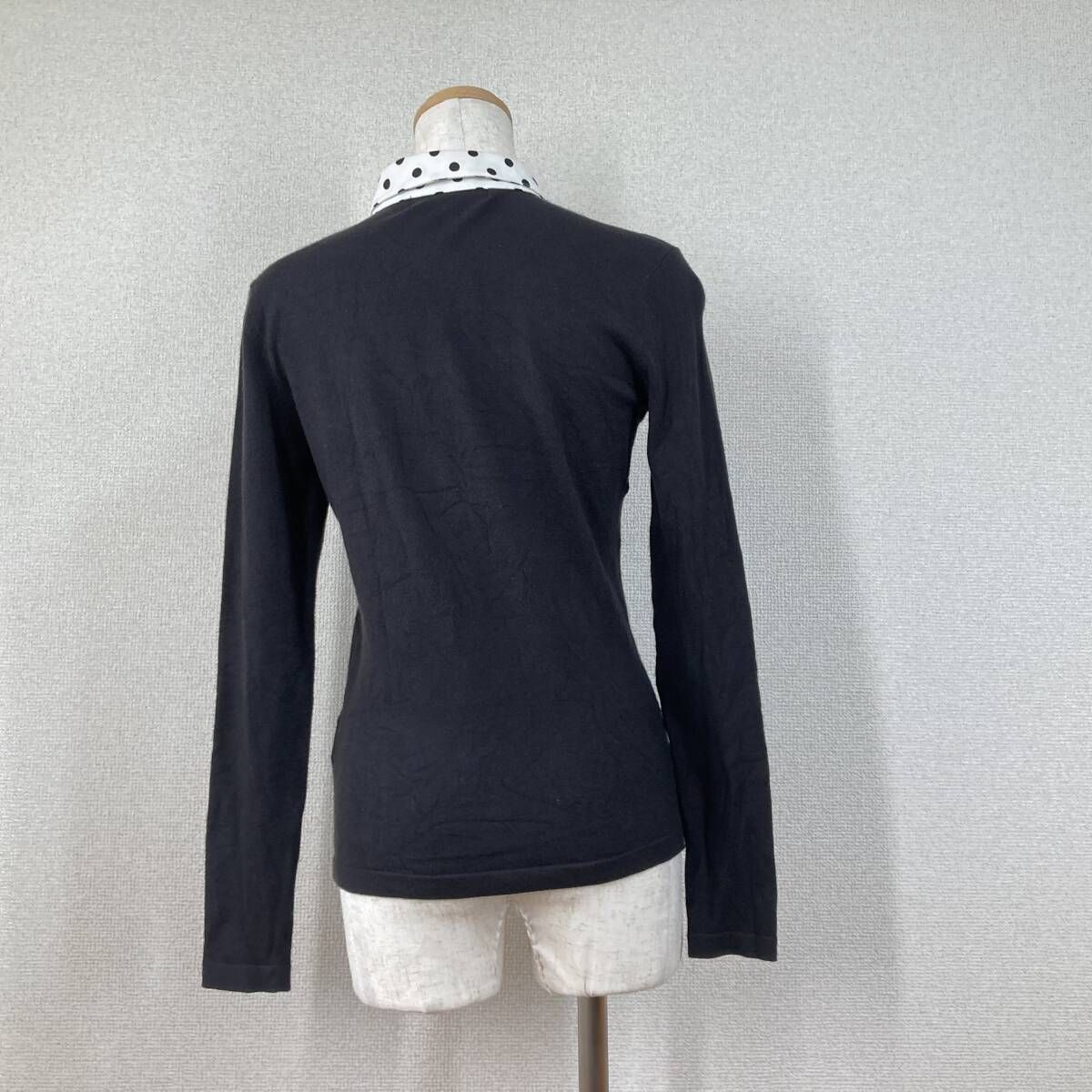 新品タグ付き　ミエコウエサコ　長袖ゴルフウェア ミエコウエサコ】ゴルフウェア シャツ MUスポーツ 黒 白 40 ストレッチ