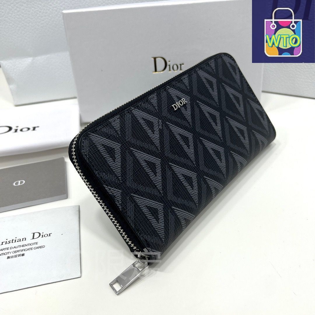 今日特価】Dior ディオール ロングジッパー財布 頭層牛皮製