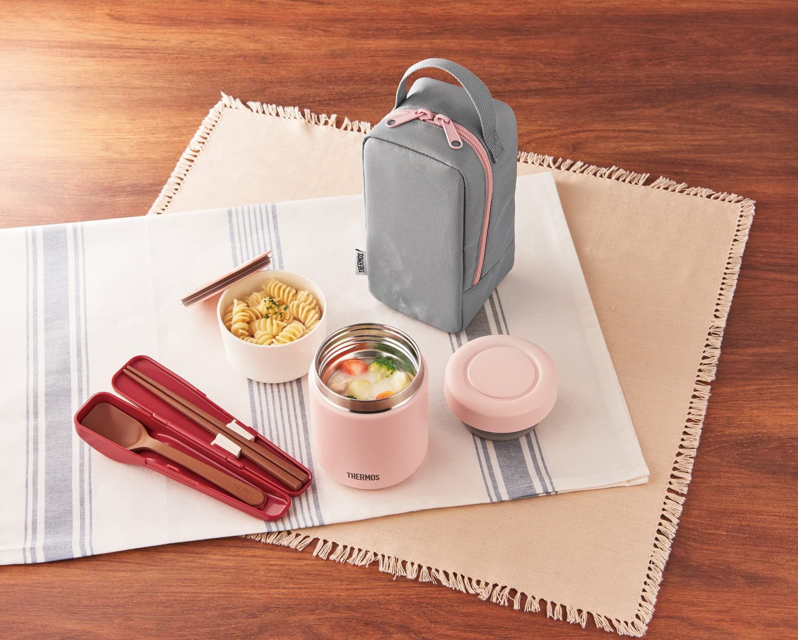 サーモス 真空断熱スープランチセット 300ml ピンクグレー JBY-551 P-GY [ピンクグレー] [単品]