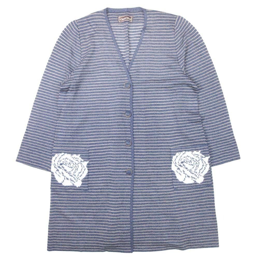 美品 斎藤都世子 トヨコサイトウ ボーダー 花柄 ロング