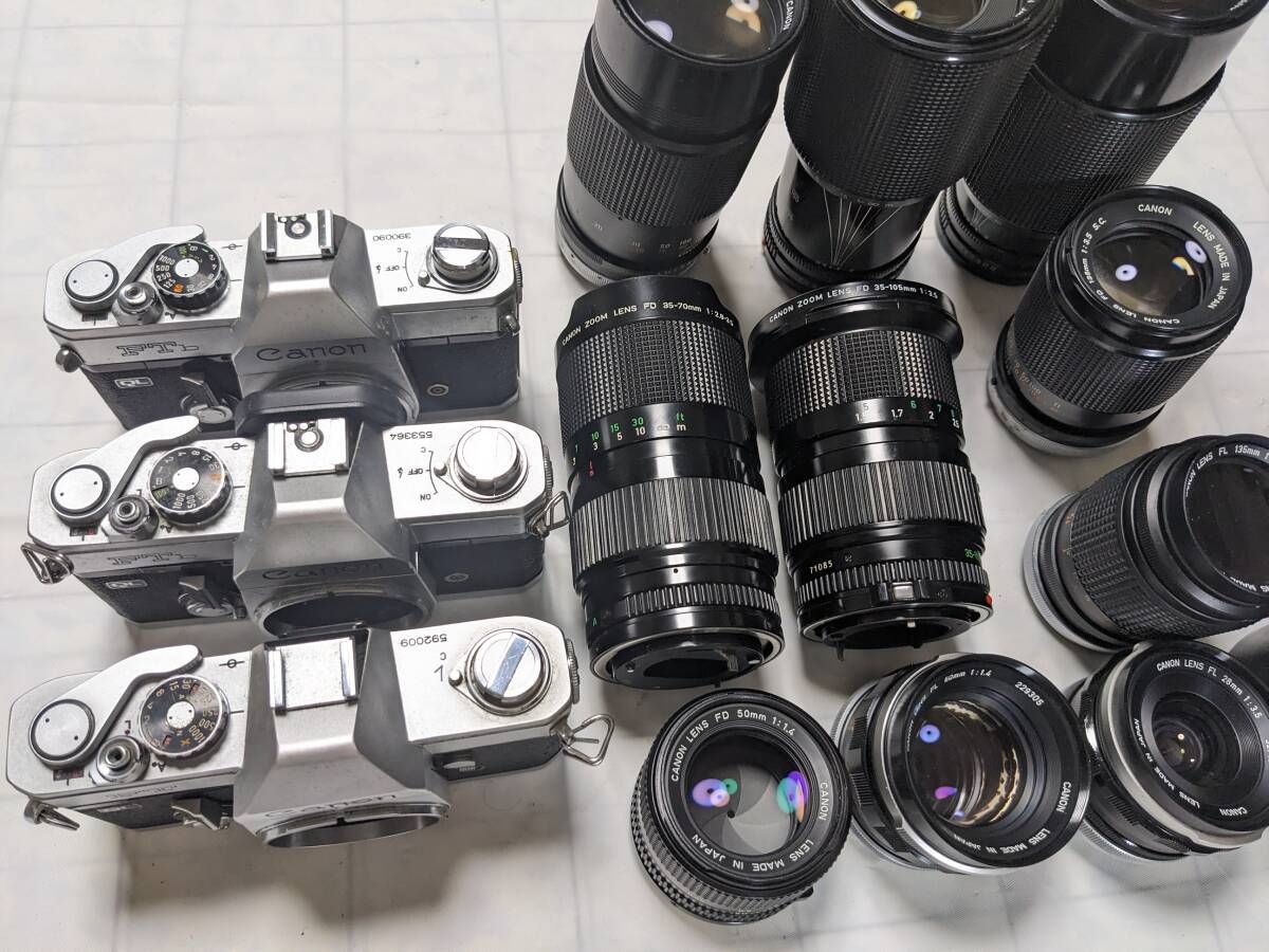  CANON FTb ボディ 3 FD 50 mm F 1 4 FL 35 105 5等 レンズ 4139_25_15 一眼レフカメラ(フィルム) フィルムカメラ