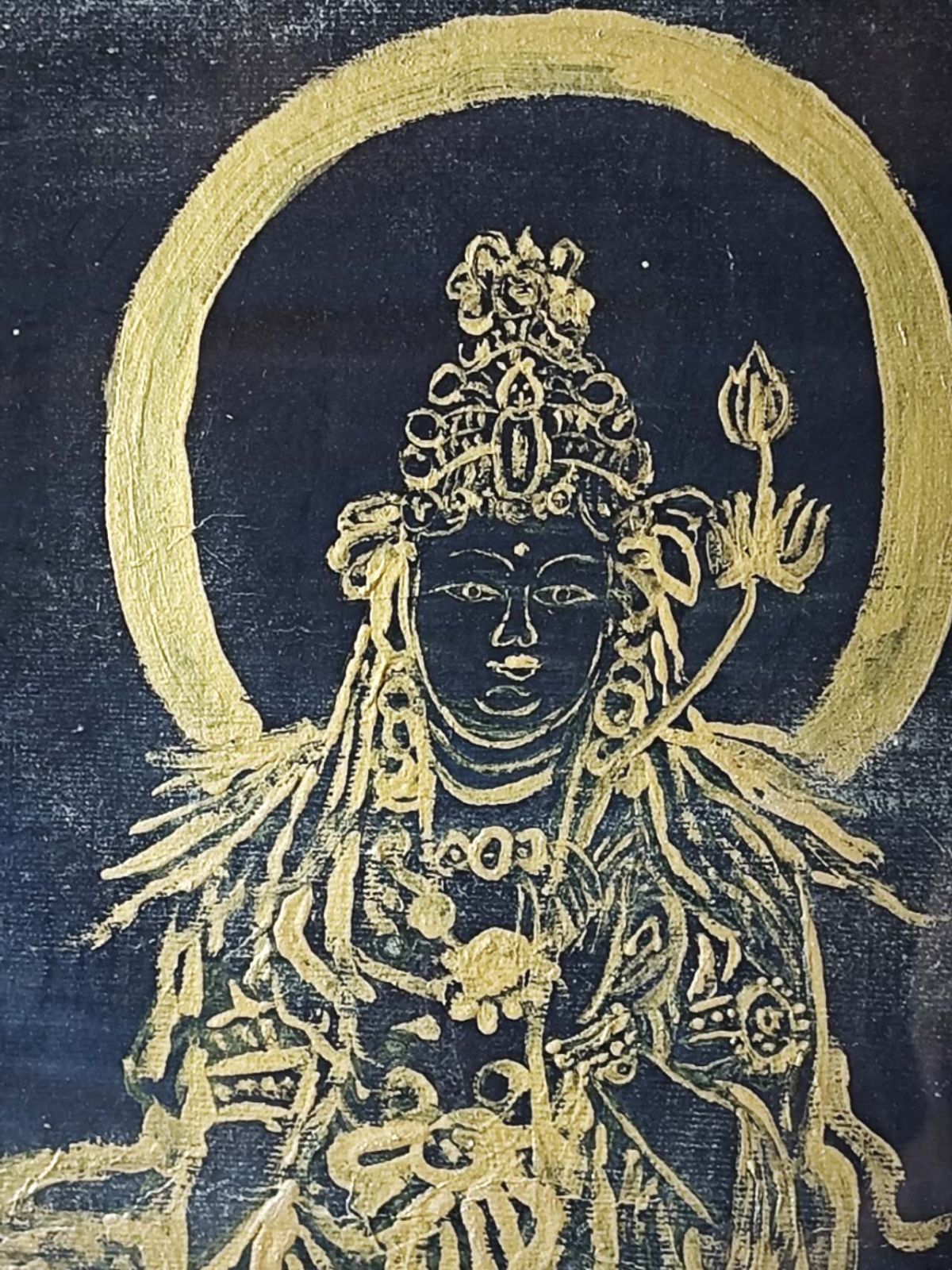 紺紙金彩 聖観音菩薩像