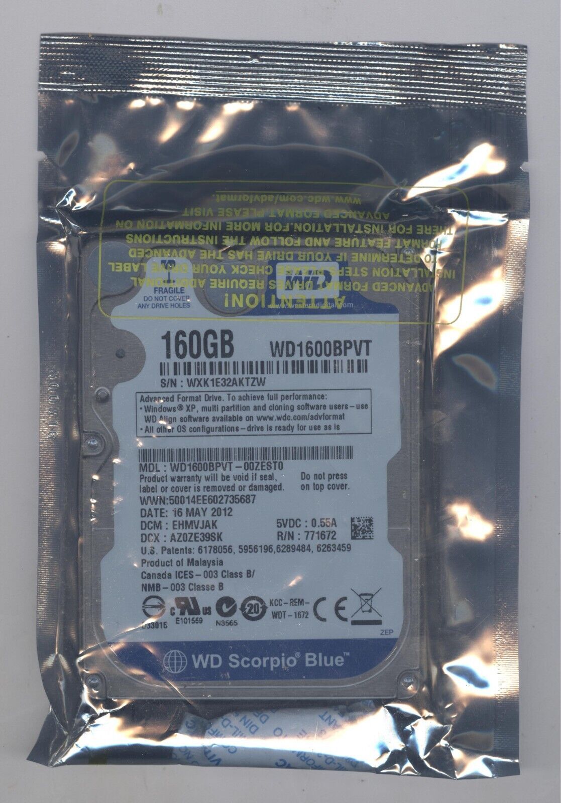 Western Digital Scpio Blue WD1600BPVT 160GB 2.5 SATA II Laptop Hard Drive