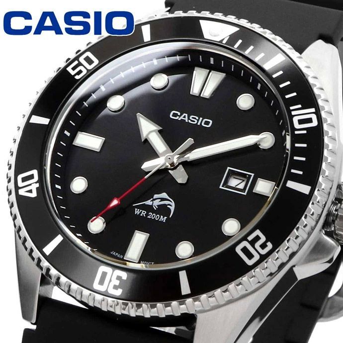 ♥ 時計 CASIO 腕時計 カシオ 時計 ウォッチ CASIO カシオ 逆輸入モデル クォーツ カジキマグロ ダイバー 200M ウレタン ブラック MDV-106-1A 並行輸入品