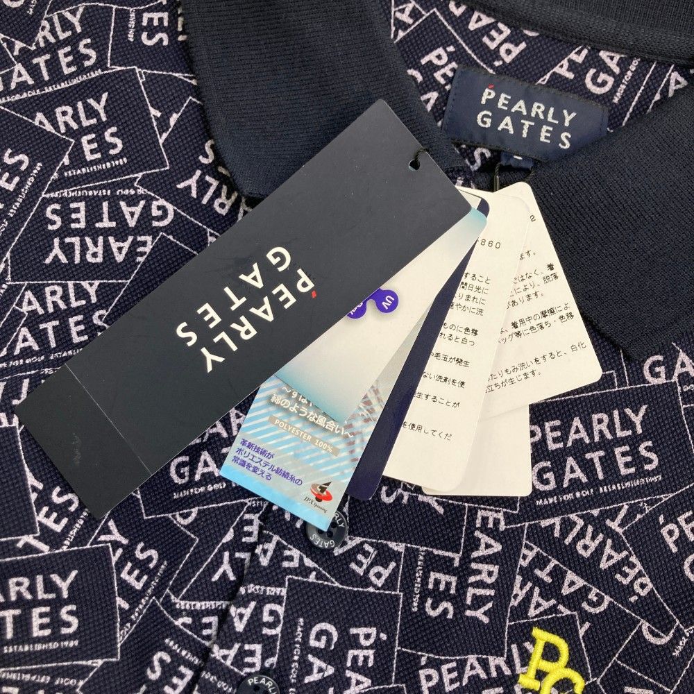 サイズ ３ PEARLY GATES パーリーゲイツ 2021年モデル 半袖ポロシャツ ステッカー柄 ネイビー系 240002004664 ゴルフウェア メンズ ストスト LLC-HASEGAWATOSO_COM