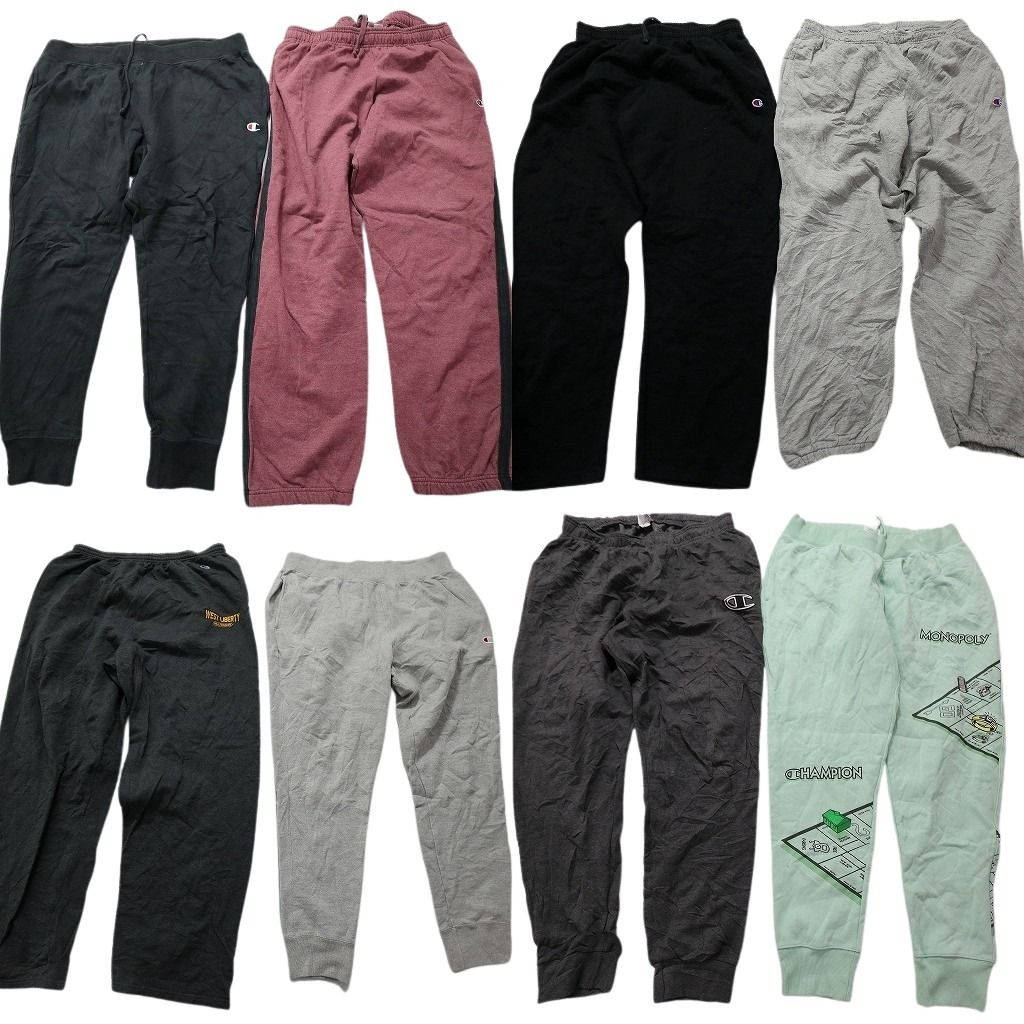 古着卸 まとめ売り チャンピオン スウェット パンツ 8枚セット (メンズ 2XL ) ワンポイント リバースウィーブ ワイド 中古 古着 MY9327