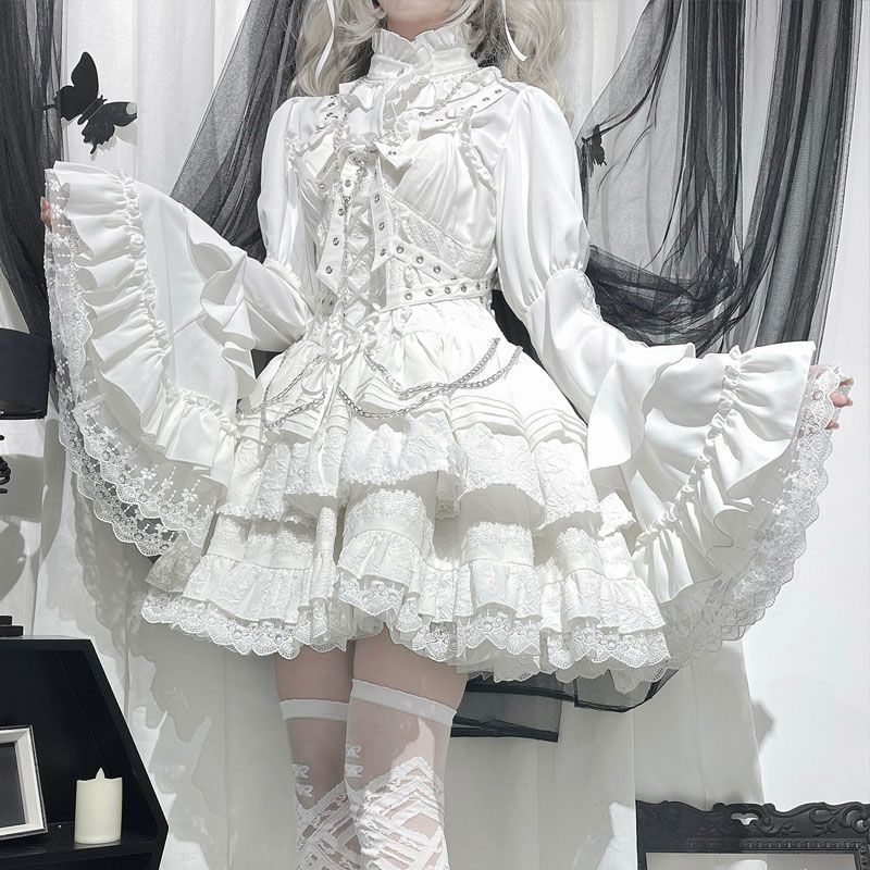 ゴスロリ ロリータ インナーシャツ ブラック|ホワイト 内搭 ゴシックコスプレ 舞台衣装 イベント用