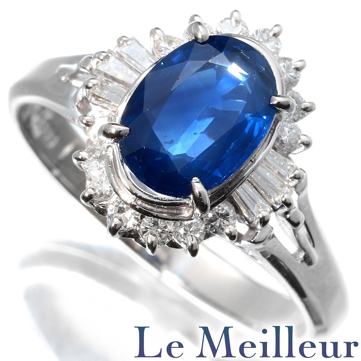 サファイア 1.606ct ダイヤモンド 0.32ct プラチナ Pt900 リング 指輪 