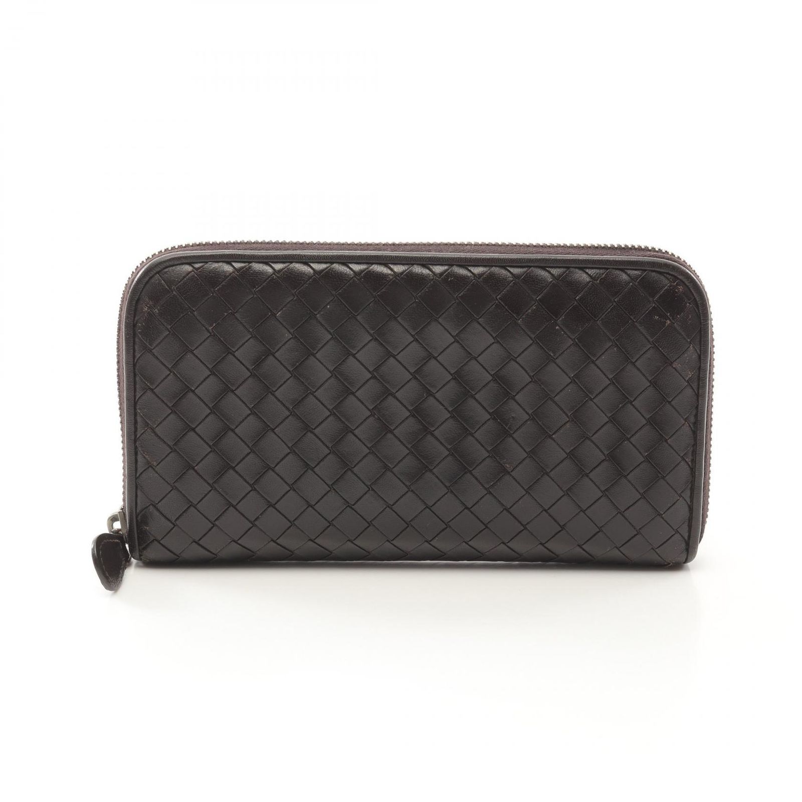 ボッテガヴェネタ BOTTEGA VENETA ラウンド長財布 イントレチャート 114076 ダークブラウン レザー ラウンド長財布 レディース Used B