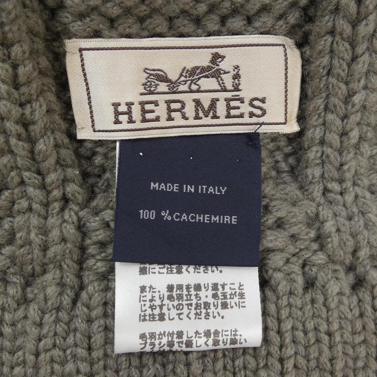 HERMES エルメス カシミヤ100%マフラー 新品 タグ付き ロゴ入り 中古