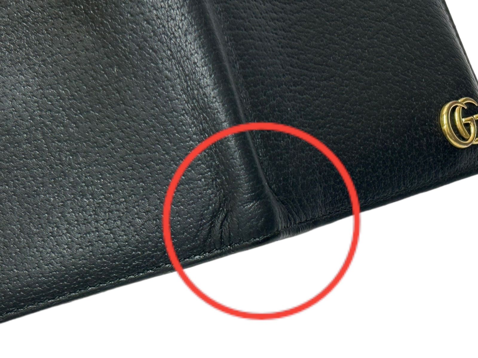 GUCCI (グッチ) 二つ折り財布 GGマーモント ダブルG レザー ウォレット