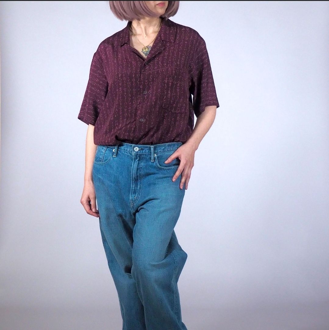 着物リメイク メンズシルクシャツM