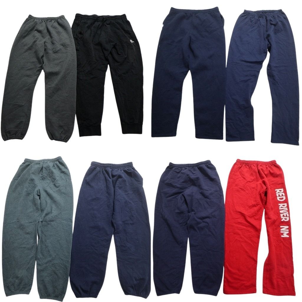 古着卸 まとめ売り スウェット パンツ 8枚セット (メンズ Ｍ ) ラッセル 英文字プリント ジョガーパンツ 無地 カラー  中古 古着 MX8527