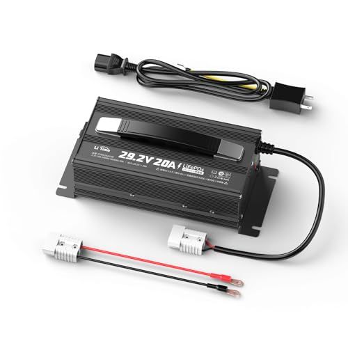 LiTime 29.2V20A リン酸鉄リチウムイオンバッテリー充電器 新型LiFePO4 充電器 アンダーソンコネクタ付き LEDインジケータ付き 4つの安全保護 0V充電機能対応 24V バッテリー適用 25.6Vリン酸鉄電池充電用 PSE認証取済 mp