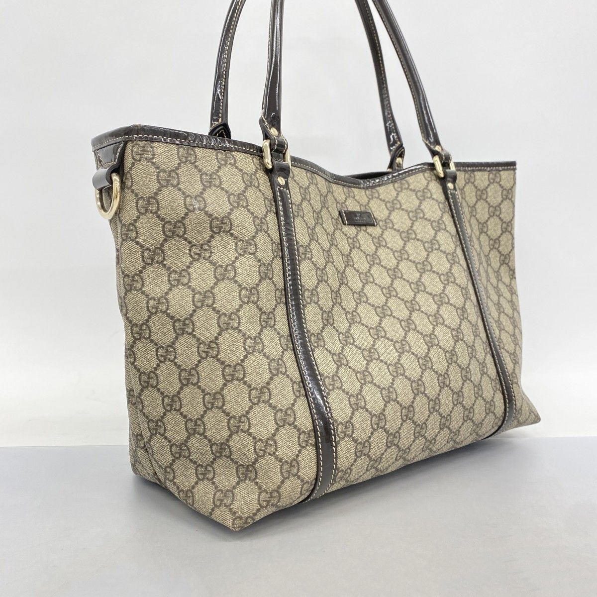 5ib2046-h グッチ トートバッグ GGスプリーム 197953 PVC ブラウン ベージュ シャンパンゴールド金具 レディース
