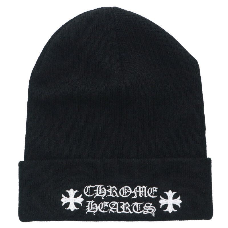 クロムハーツ WOOL WATCH CAP ウールワッチキャップ ロゴ刺繍ビーニーニット帽子 メンズ ONE SIZE