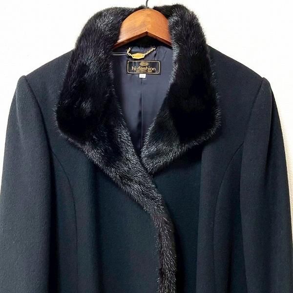 エルミダ カシミア100 ミンクファー付きロングコート 黒 楽天市場