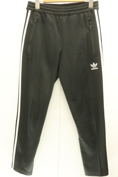 【中古】 adidas メンズジャージパンツ XS BECKENBAUER TRACK PANTS adidas XS 黒 ブラック 白 ホワイト ストライプ ロゴ