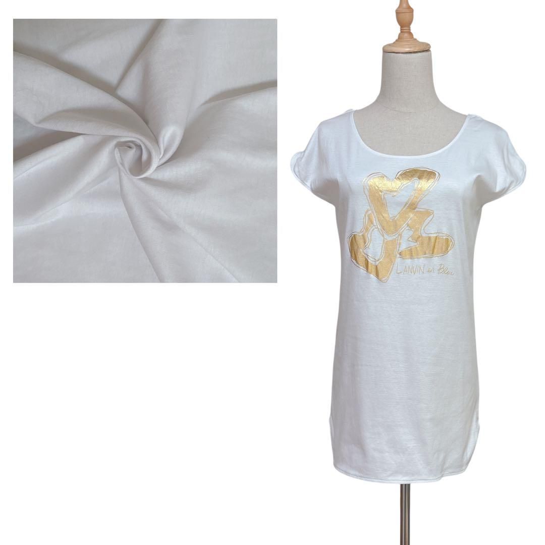 LANVIN en Bleu【38】ロゴTシャツ 日本製 美品 希少 夏服 半袖