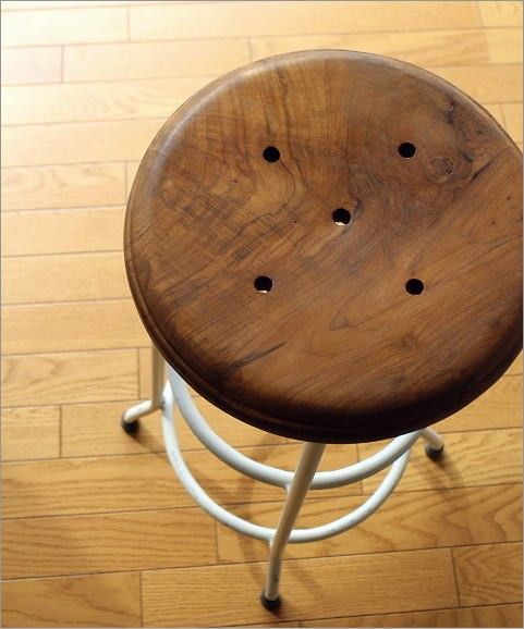 ハイスツール 木製 アイアンスツール 椅子 天然木 カウンターチェア