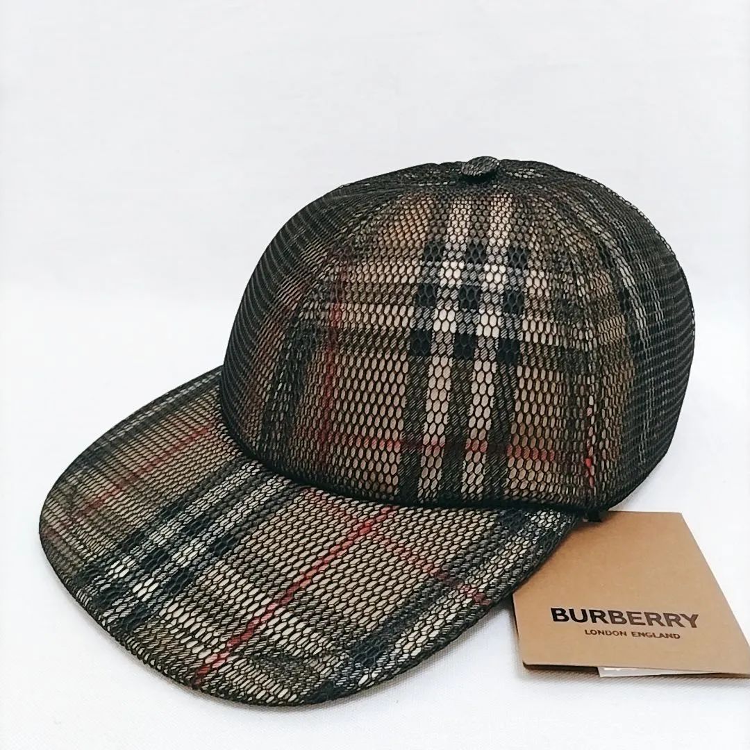 新品未使用】BURBERRY メッシュオーバーレイ チェック ベースボール