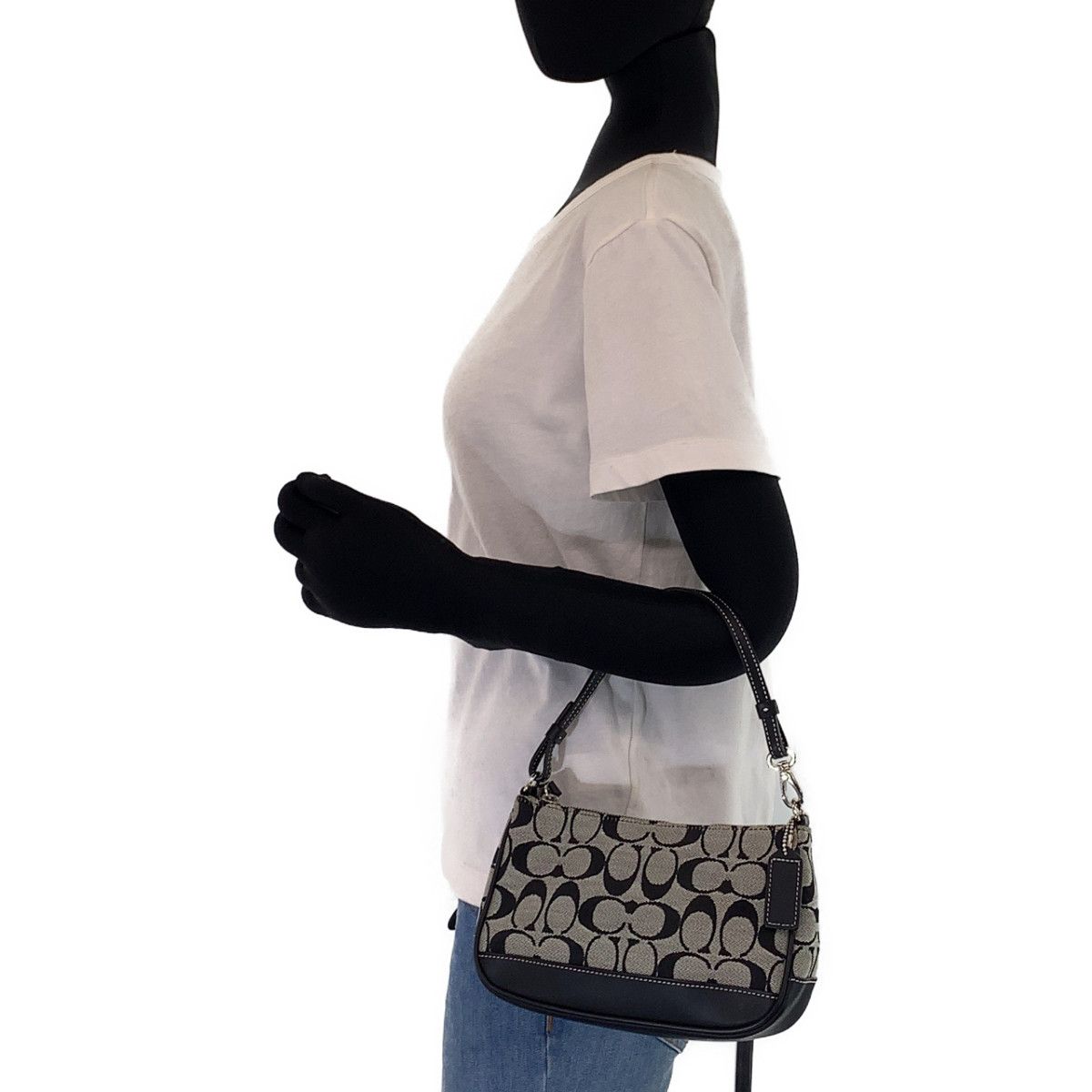 コーチ ハンドバッグ シグネチャー ブラック COACH コーチ シグネチャー ブラック 黒 シルバー金具 キャンバス