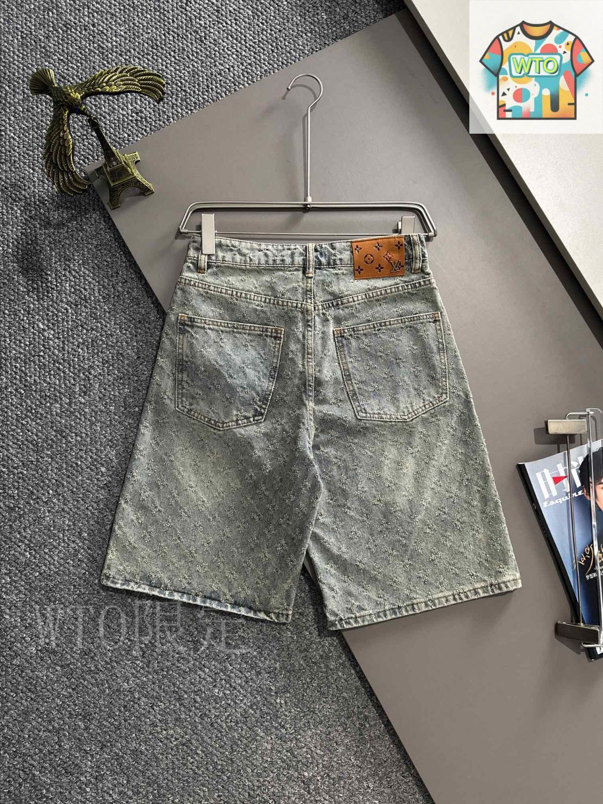 今日特価】LV 2025SS モノグラム満タッチ刺繍デニムショート-1