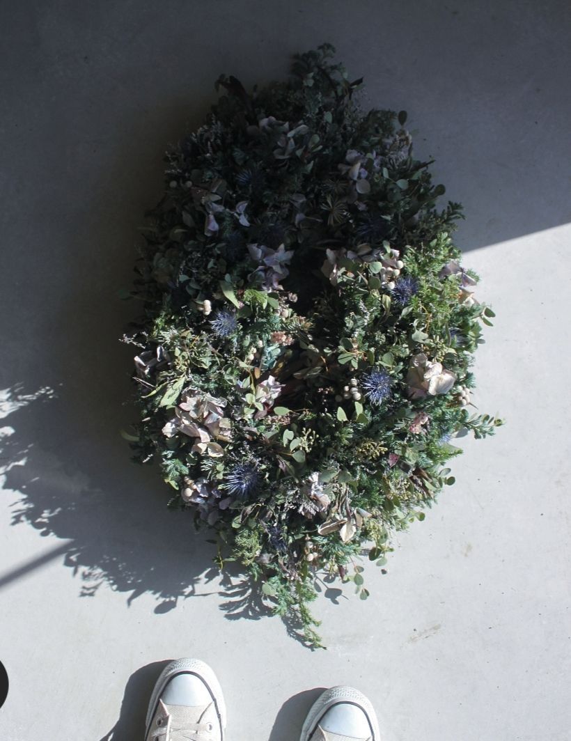 80cm|特大ダイヤ型アンティーク紫陽花の生花リース|ドライフラワー|壁掛け|ディスプレイ