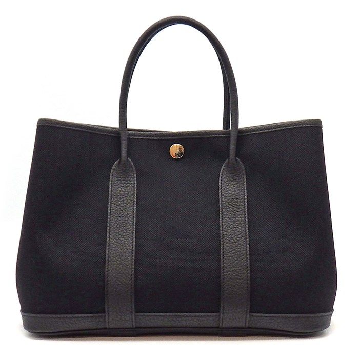 エルメス HERMES ハンドバッグ ガーデンパーティ TPM U刻印 2025年 ブラック トワルミリタリー ネゴンダ シルバー金具